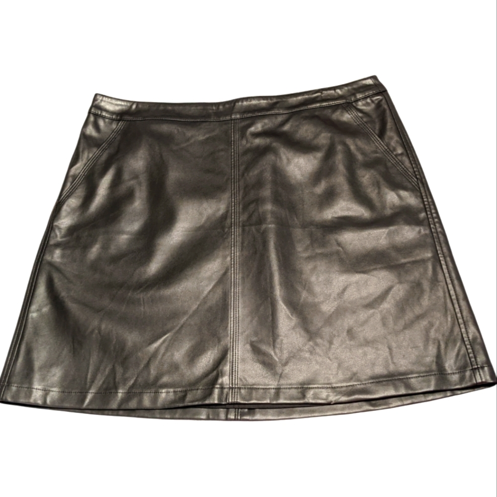 Loft Leather Brown/Black Above Knee Skirt Size 14